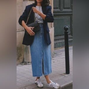 Denim Midi Skirt high waisted seasonal favorite
